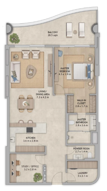 1 Bedrooms